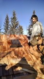 Cedar shingles roof installation